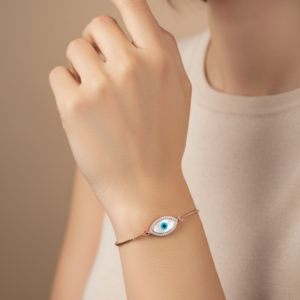 Mother-of-Pearl Marquise Evil Eye Rose Gold Bolo Bracelet
