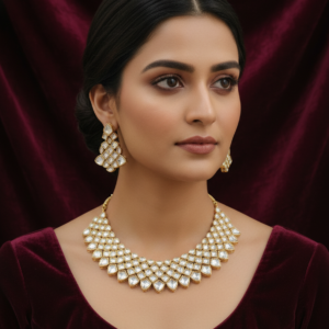 Imperial Geometric Kundan Necklace & Earring Set
