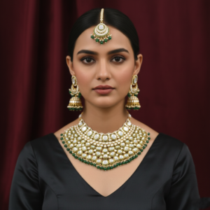 Royal Emerald Kundan Bridal Choker Necklace Set