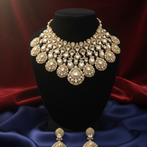 Grand Teardrop Kundan Bridal Bib Necklace Set