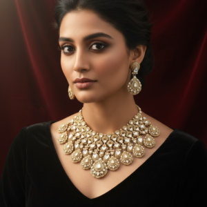 Grand Teardrop Kundan Bridal Bib Necklace Set