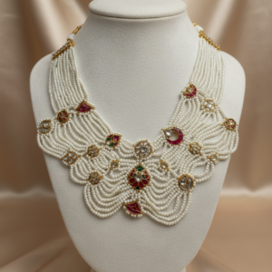 Scalloped Meenakari Pearl Mesh Haar