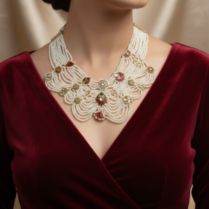 Scalloped Meenakari Pearl Mesh Haar