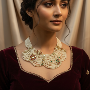 Artisan Mesh Pearl & Meenakari Haar