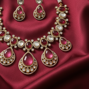 Blush Rose Quartz & Polki Kundan Statement Set