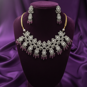 Imperial Rose Oxidized Silver Choker Set