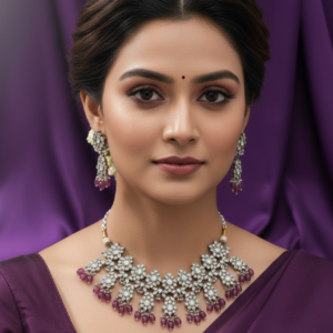 Imperial Rose Oxidized Silver Choker Set