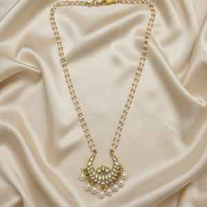 Chandbali Pearl Droplet Pendant Necklace
