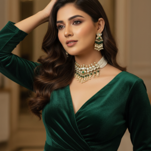 Emerald Harmony Multi-Strand Kundan Set