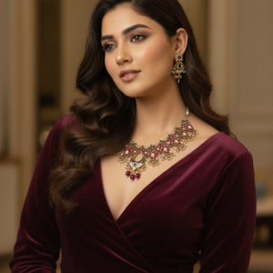 Royal Mayura Ruby & Emerald Meenakari Set