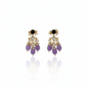 Royal Lavender Onyx & Pearl Drop Earrings