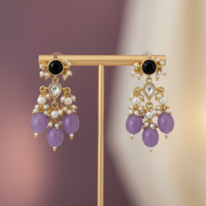 Royal Lavender Onyx & Pearl Drop Earrings