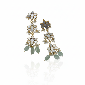Triple Tier Floral Kundan Drop Earrings