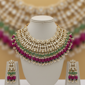 Navratna-Inspired Kundan Bib Choker Set