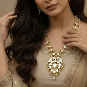 Vanya Pearl-Encrusted Kundan Statement Necklace