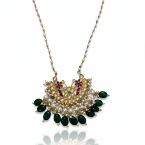 Peacock Motif Chandbali Pendant & Pearl Chain