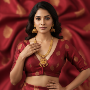 Imperial Lakshmi & Peacock Antique Gold Haram Set