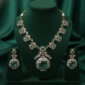 The Emerald Empress Moissanite Polki Set
