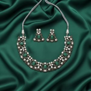 The Emerald Filigree Polki Galabandh Set