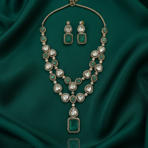 The Emerald Cascade Double-Layer Polki Haar