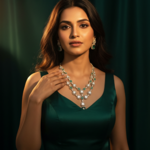 The Emerald Cascade Double-Layer Polki Haar