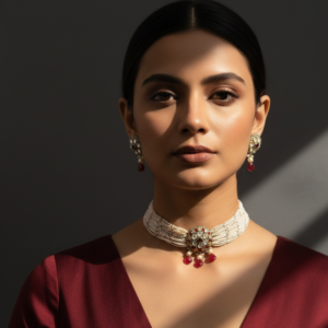 The Moti-Ruby Polki Choker Ensemble
