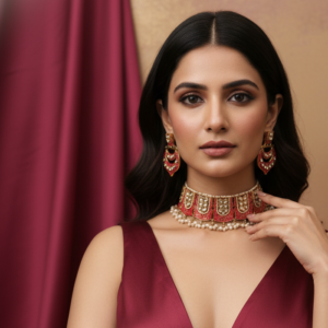 The Gulabi Meena Chand Choker Set