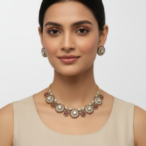 The Emerald Bloom Meenakari Choker Set