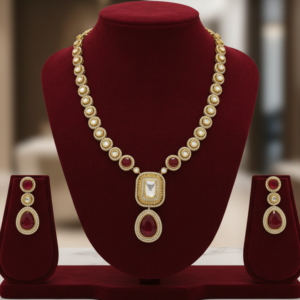 Regal Ruby & Polki Diamond Necklace Set