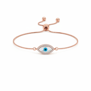 Mother-of-Pearl Marquise Evil Eye Rose Gold Bolo Bracelet