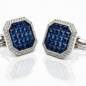 Sapphire Octagon Majesty Diamond Halo Studs