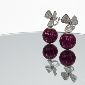 Ruby Butterfly Mosaic Statement Studs