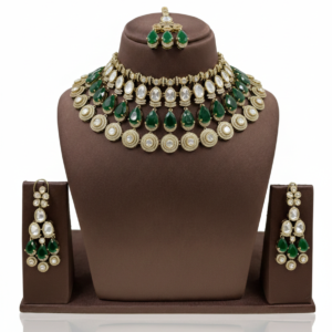 Emerald Enchantment Multi-Layered Choker with Polki Halo Accents