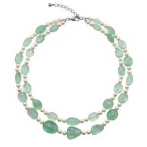 Azure Tide Double-Layered Fluorite & Pearl Necklace