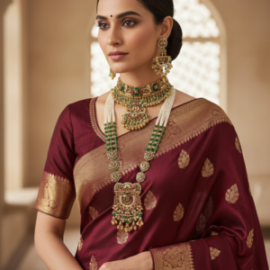 Regal Temple Heritage Bridal Set – Peacock Motif Jadau & Pearl Haar