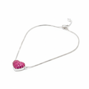 Charming Ruby-Pink Heart Pendant Necklace
