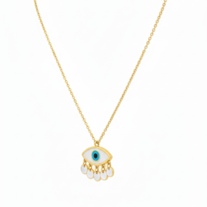 Gold-Plated Evil Eye Chandelier Pendant Necklace