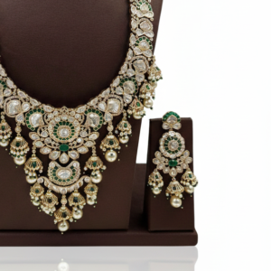 Regal Kundan & Emerald Bridal Maharani Set with Meenakari Detailing