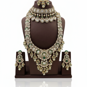 Regal Kundan & Emerald Bridal Maharani Set with Meenakari Detailing
