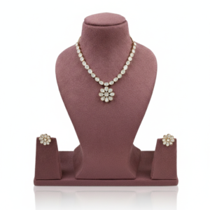 Elegant Polki Floral Bloom Pendant Necklace Set