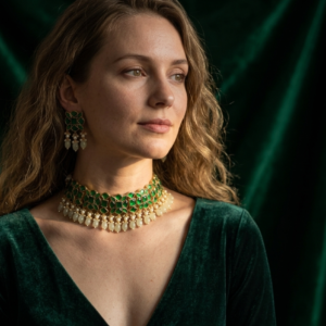 Emerald Green Meenakari-Style Choker Set