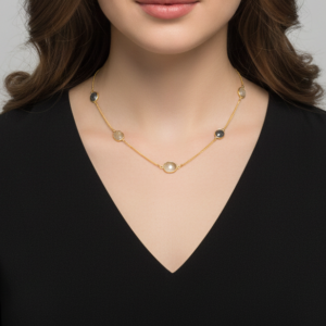 Veda Kundan Pearl & Emerald-Green Drop Necklace