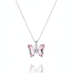 Ethereal Violet Butterfly Crystal Necklace