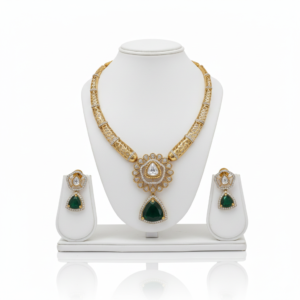 Regal Emerald Teardrop Statement Necklace Set
