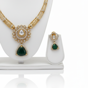 Regal Emerald Teardrop Statement Necklace Set