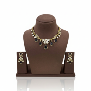 Royal Polki & Midnight Onyx Teardrop Necklace Set