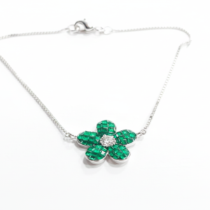 Radiant Emerald-Green Floral Pendant