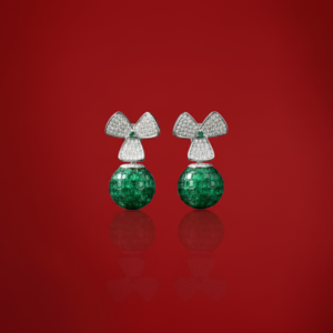 Emerald Orb & Pavé Fan Drop Earrings