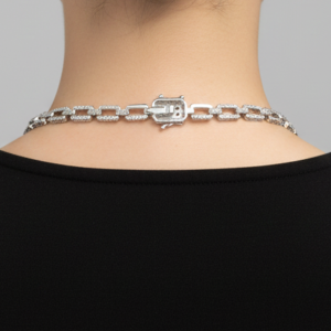 Vogue Pavé Paperclip Statement Necklace