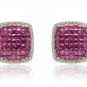 Ruby Cushion Majesty Diamond Halo Studs